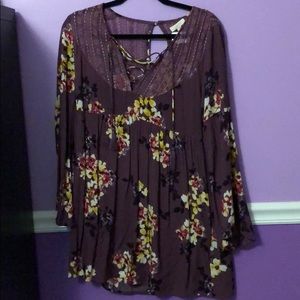 Lace Up Flower Dress